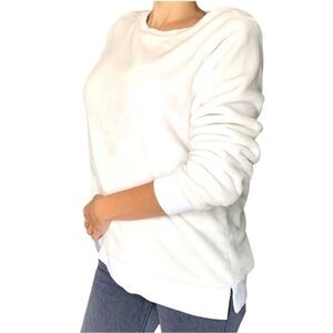 Gaiam White Plush Oversized Crewneck Split Hem Sweater - Size XL